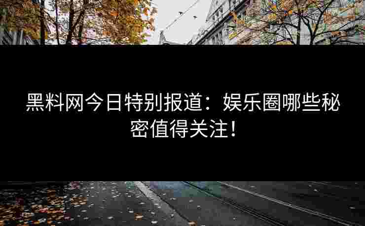 黑料网今日特别报道：娱乐圈哪些秘密值得关注！