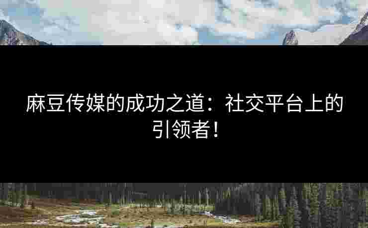 麻豆传媒的成功之道：社交平台上的引领者！